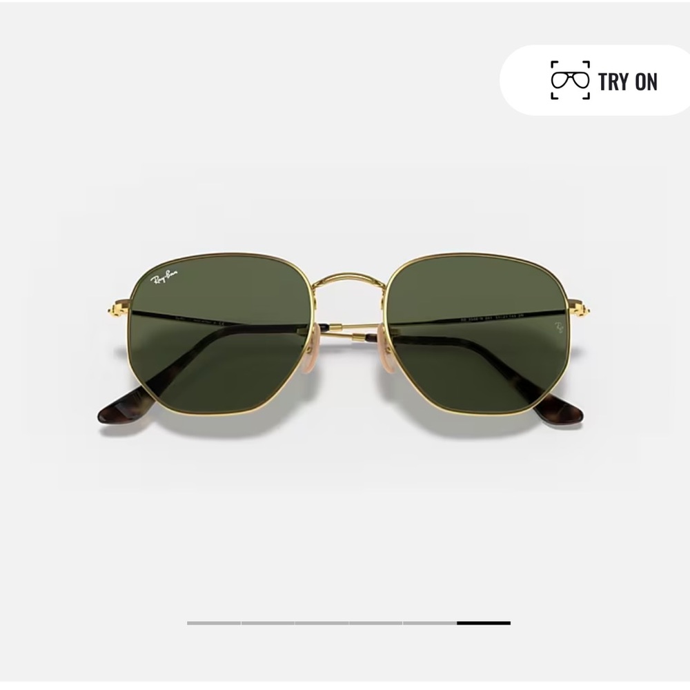 Ray-ban Hexagonal Flat Lenses Frame:Polished Gold Lens: Green